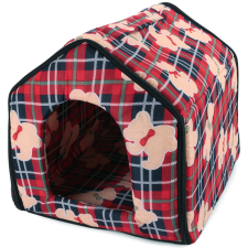 Kisállat fekhely ház, piros - 30x32x26cm szállítóbox, fekhely kutyáknak