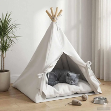  Kiskedvenc teepee párnával Fehér 50 x 50 x 60 cm Poliészter szállítóbox, fekhely macskáknak