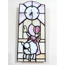 Kislány báránnyal Tiffany üveg falióra 18,5×41 cm ajándéktárgy