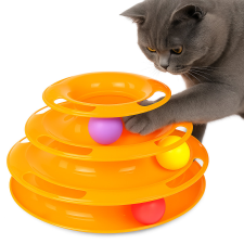  Kistappancs 3 szintes cicajáték forgó labdákkal – narancssárga toronyjáték játék macskáknak