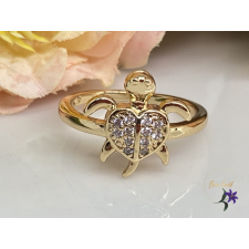  Kisteknőc gold antiallergén tűcirkóniás teknős alakú gyűrű 18K gyűrű