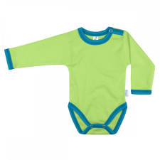 Kivizöld-azúrkék hosszú ujjú baba body kombidressz, body