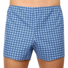 Klasszikus férfi bő szárú boxeralsók Foltýn kék kockás extra többszínű (KN78) 8XL férfi alsó