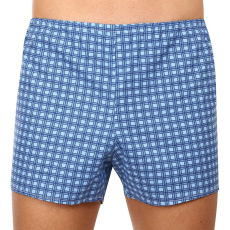  Klasszikus férfi bő szárú boxeralsók Foltýn kék kockás nagyméretű (KN78) 4XL