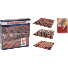 Klasszikus társasjáték 3 in 1, sakk+dáma+backgammon társasjáték