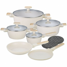 Klausberg edénykészlet, KB 7833, 12 db, Tapadásmentes bevonat, Indukciós, Bézs edény