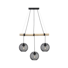 KLAUSEN Matroz 3 fekete-natúr függesztett lámpa (KL103012) E27 3 izzós IP20 világítás