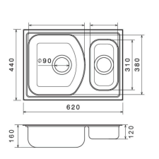  KM-137 620x440 mm rozsdamentes mosogatótálca mosogatótálca