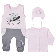 KOALA 3-részes pamut együttes Koala Birdy rózsaszín babaruha szett