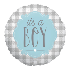  Kockás fólia lufi – Babaváró – It’s a BOY party kellék