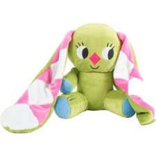 Kockás fülű nyúl ülő babzsákos plüssfigura - 23 cm (02341) plüssfigura