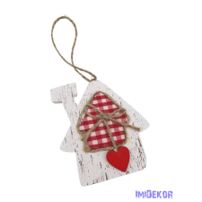  Kockás közepű fa függelék - Csillag dekorációs kellék