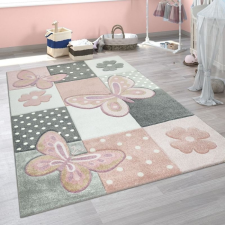  Kockás pillangó mintás gyerekszoba szőnyeg - rózsaszín 133x133 cm lakástextília