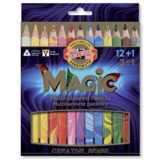 KOH-I-NOOR Színes ceruza készlet, háromszögletű, KOH-I-NOOR &quot;Magic 3408&quot;, 12+1 különböző szín színes ceruza