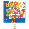  Kokliko Happy Birthday szalvéta 20 DARABOS, 33x33 cm FSC