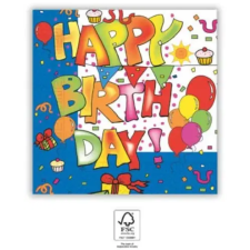  Kokliko Happy Birthday szalvéta 20 DARABOS, 33x33 cm FSC party kellék