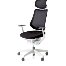 KOKUYO ING Glider 360° fehér váz, fekete hálós, fejtámlával forgószék