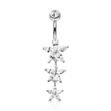  Köldök piercing 3 virággal (crystal) testékszer
