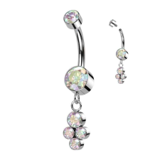Köldök piercing lelógó kövekkel (crystal ab) testékszer
