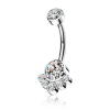  Köldök piercing titánból kristályokkal (crystal kővel)