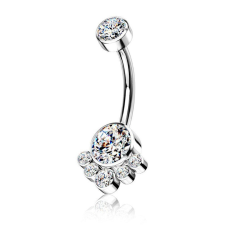 Köldök piercing titánból kristályokkal (crystal kővel) testékszer
