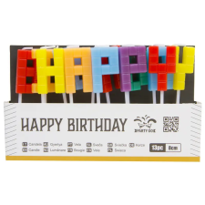 Kolibri Játék Gyertya szett - happy birthday, színes, 13 db, 8 cm party kellék
