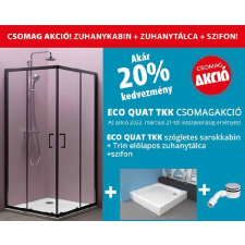 Kolpa San Eco Quat TKK 90x90 szögletes zuhanykabin fekete profillal akciós csomagajánlat kád, zuhanykabin