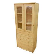 Komforttéka Tamás Fenyő Vitrines Szekrény - 2 Ajtó, 5 Fiók bútor