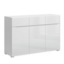  Komód 3D3S, fehér/fehér extra magas fényű HG, JOLK bútor