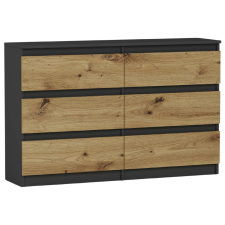  Komód 6 fiókos 120 cm R120 - antracit - artisan tölgy bútor