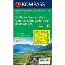 Kompass 074. Südtiroler WeinstrKompasse-Unterland turista térkép Kompass 1:25 000 térkép