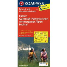 Kompass 3127. Füssen, GarmischPartenkirchen, Ammergauer Alpen, Lechtal kerékpáros térkép 1:70 000 Fahrradkarten térkép