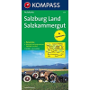 Kompass 334. Salzburg Land, Salzkammergut, Panorama mit Straßenkarte, 1:125 000 panoráma térkép
