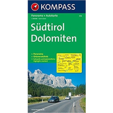 Kompass 356. Südtirol, Panorama mit Straßenkarte, 1:150 000 panoráma térkép térkép
