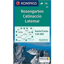 Kompass 629. Rosengarten/Catinaccio, Latemar, 1:25 000 turista térkép Kompass térkép