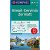 Kompass 87. Breuil-Cervinia Zermatt turista térkép Kompass 1:50 000, Matterhorn turista térkép 4 az 1-ben