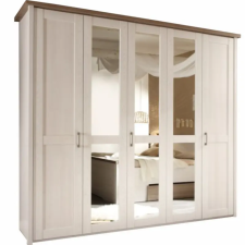 Kondela 5-ajtós szekrény, DTD fóliázott, sonoma tölgy trüffel/mandulafenyő fehér, LUMERA bútor