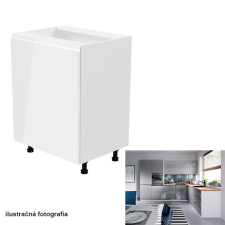 Kondela Alsószekrény, fehér/szürke extra magasfényű, balos, AURORA D601F bútor