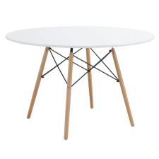Kondela Étkezőasztal, fehér/matt/bükk, átmérő 120 cm, DEMIN NEW bútor