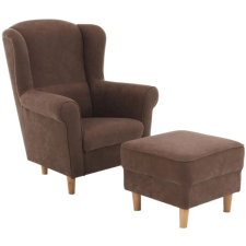 Kondela Fotel + puff, barna, ASTRID bútor