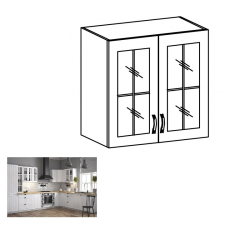 Kondela Kétajtós felsőszekrény üveggel G60S, fehér/sosna andersen, PROVANCE bútor