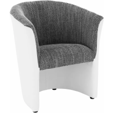 Kondela Klub fotel, fehér textilbőr / szürke szövet, CUBA bútor