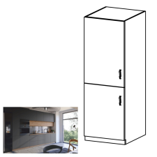 Kondela Magas hűtő beépítő szekrény, artisan tölgy/szürke matt, univerzális, LANGEN D60ZL bútor