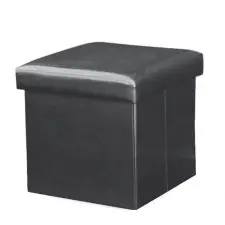 Kondela Összehajtható puff, textilbőr fekete, TELA NEW bútor