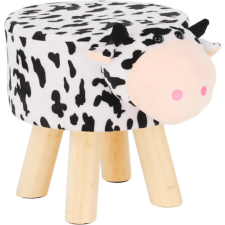 Kondela Puff kistehén alakban, Velvet anyag fehér/fekete/natúr, MOLLY bútor