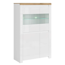 Kondela Vitrin 2D2W, fényes fehér/wotan tölgy, VILGO bútor