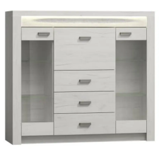 Kondela Vitrines komód, kőris fehér, INFINITY 08 bútor