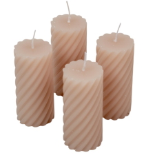  Kontúrozott csavart henger gyertya 55x100mm v.bézs 4db/csom (db ár) dekorációs kellék