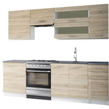  konyhabútor 2, 4 m, tölgy sonoma / fehér, FABIANA bútor