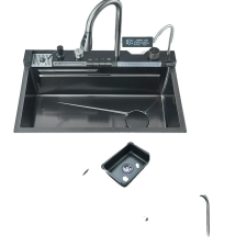  Konyhai mosogató, 75*45 cm méretű, rozsdamentes acél anyag, 75x45 fekete mosogatótálca